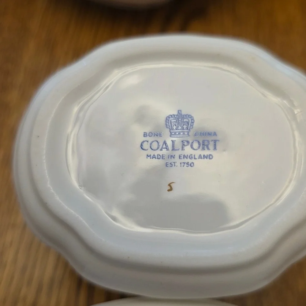 Coalport Bone China Fruit Berry Basket Serving Tray Cream Sugar 22K Gold England